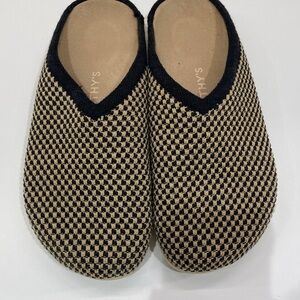Rothy's Black and Tan Checkered Slip-Ons